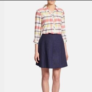 NWT JOIE LOUIDIVINE NAVY BLUE LINEN A-LINE SKIRT